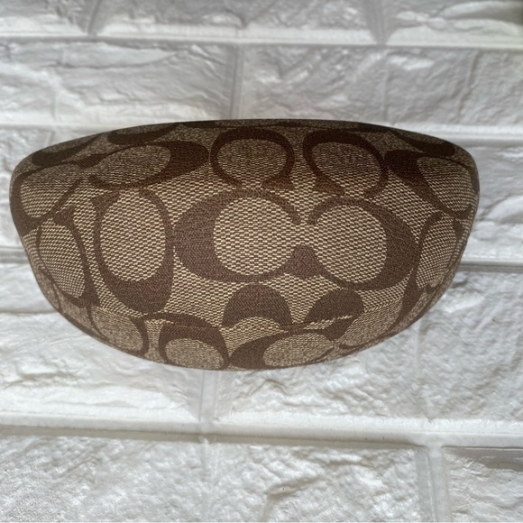 Coach Glasses Case Signature C Monogram Brown Tan Hard Clamshell Eye Sunglasses - Picture 1 of 7